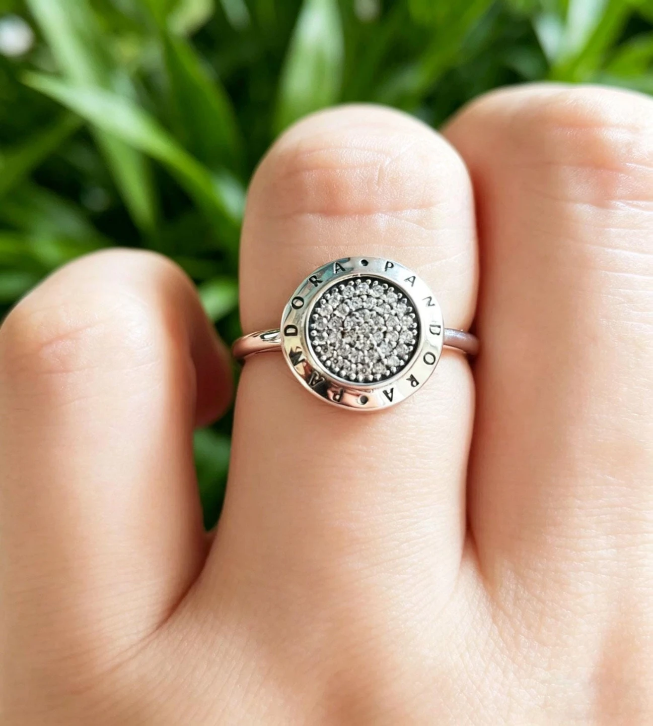 Retired Pandora Silver 925 Pave Sparkling Halo Ring