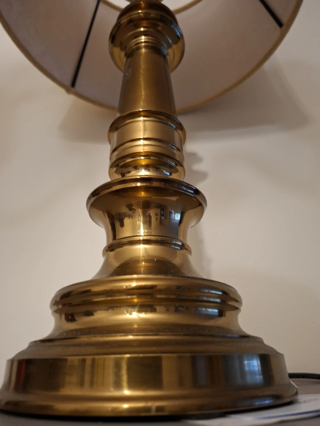 Brass Table Lamp with Tan Shade - photo 2
