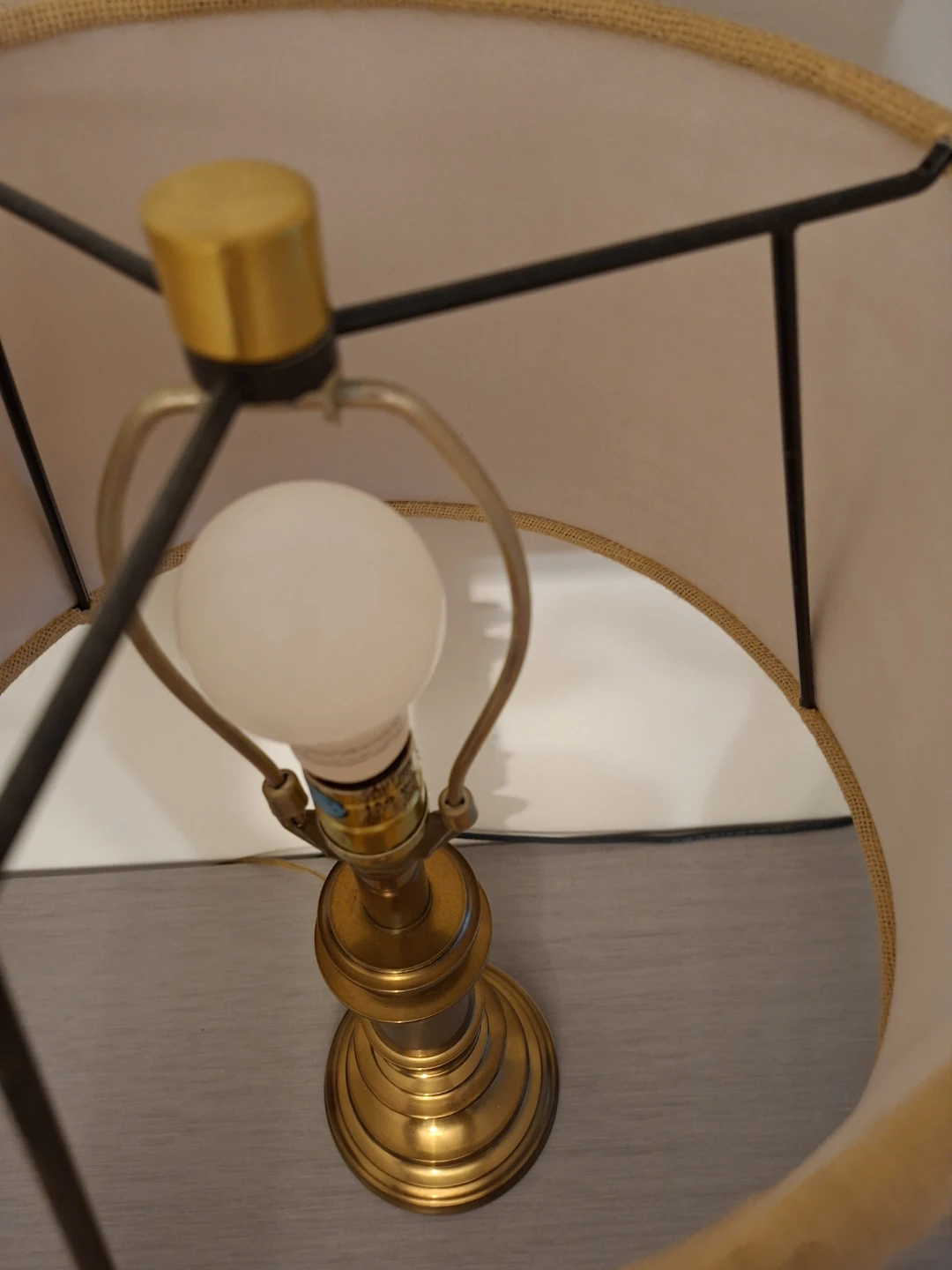 Brass Table Lamp with Tan Shade - photo 4