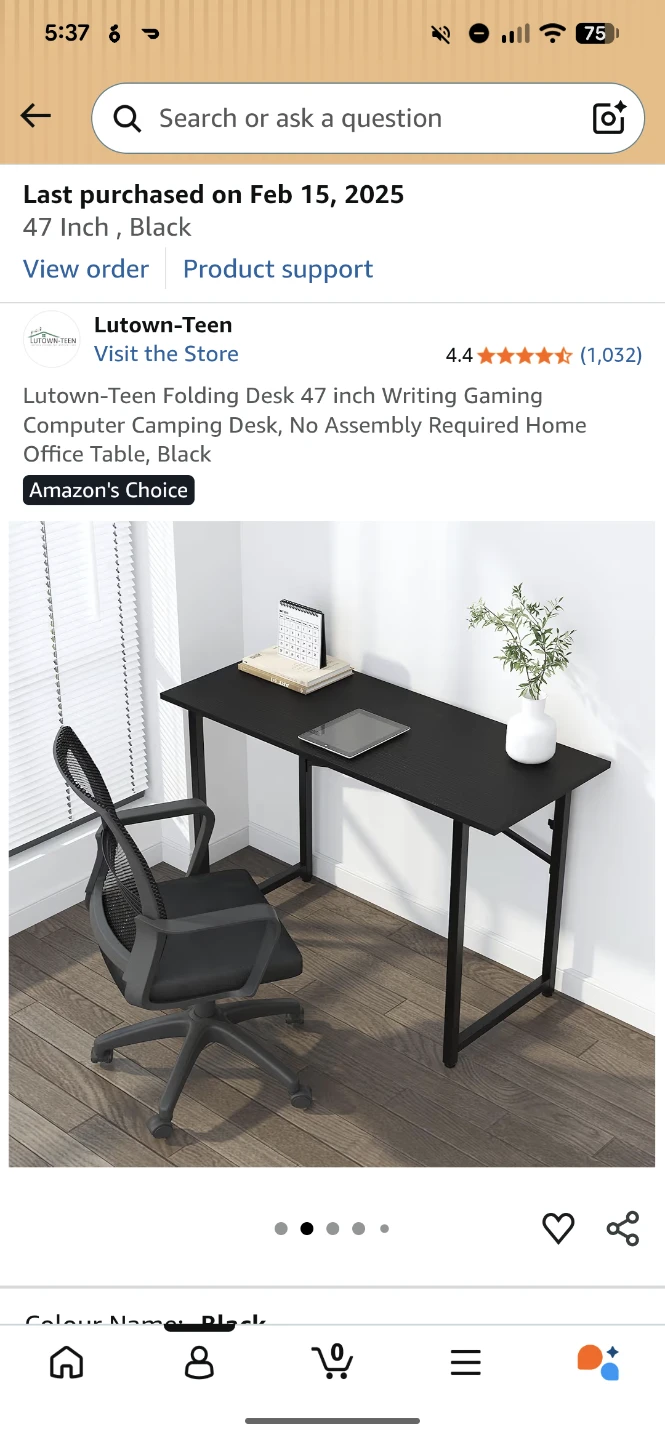 Lutown-Teen Folding Desk 47 inch, Black