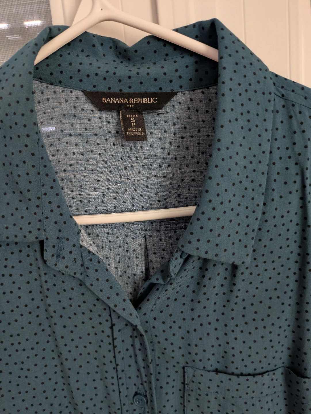 Banana Republic Petite Teal Polka Dot Button-Up Shirt - photo 2