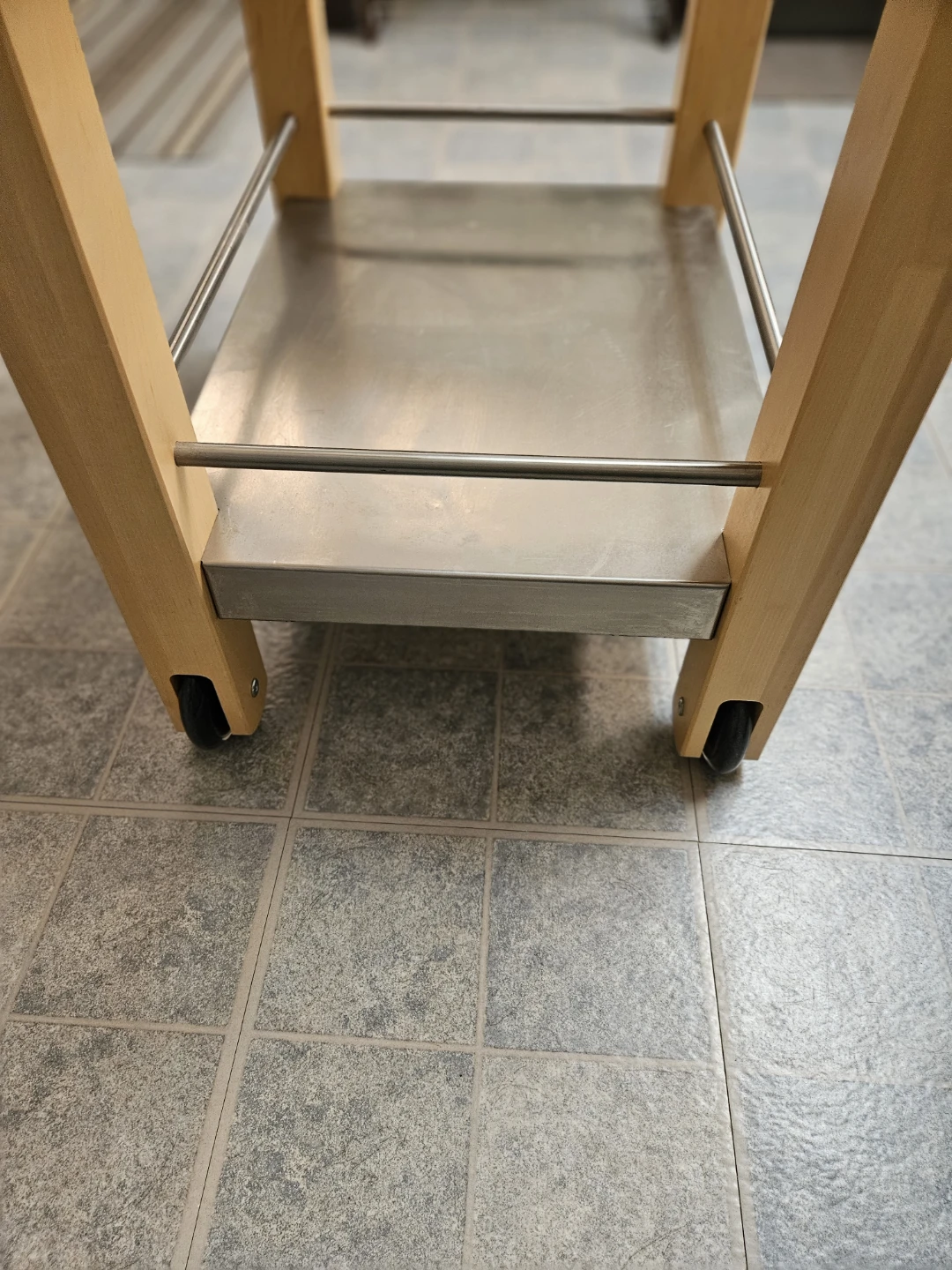Wooden Kitchen Island Cart with Stainless Steel Shelf - photo 2