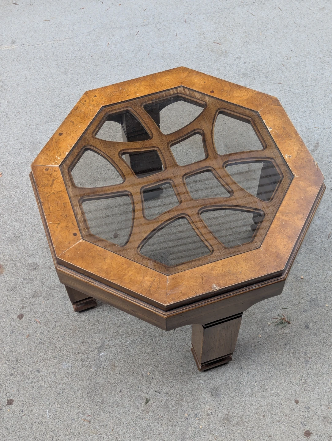 Vintage Glass Top Octagon End Table - photo 2