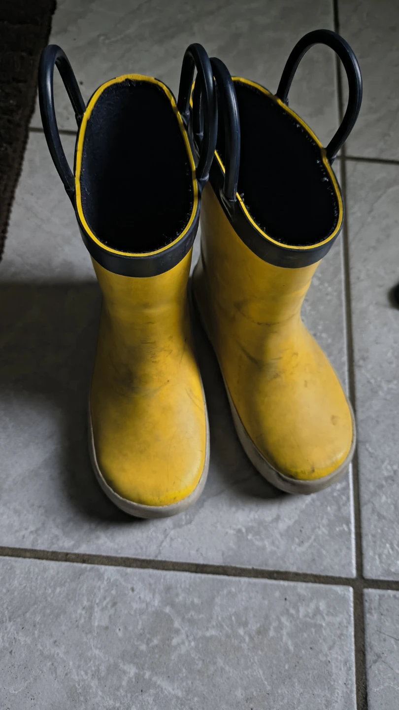 Yellow Rubber Boots with Handles Size 6