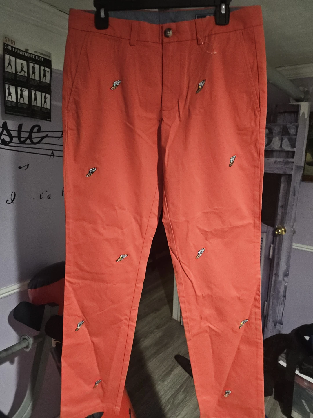 Vineyard Vines Men's Coral Bird Embroidered Chinos Pants Size 32