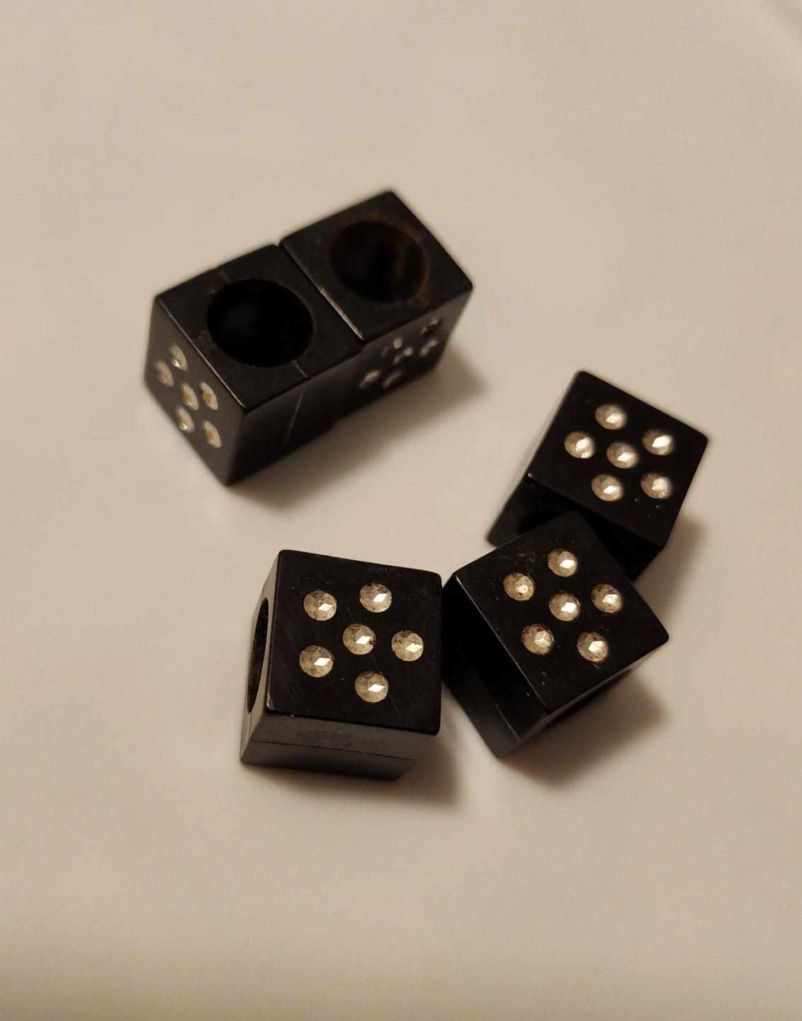 Set of 5 Black Dice Rings with Rhinestones for Crafting