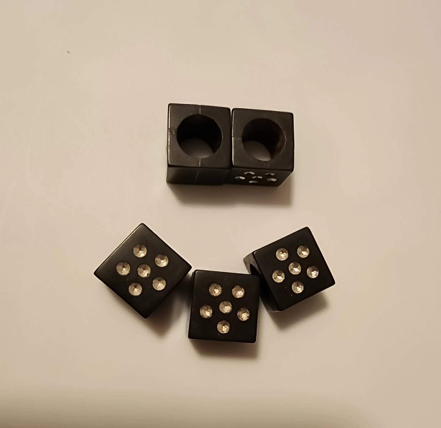 Set of 5 Black Dice Rings with Rhinestones for Crafting - photo 3