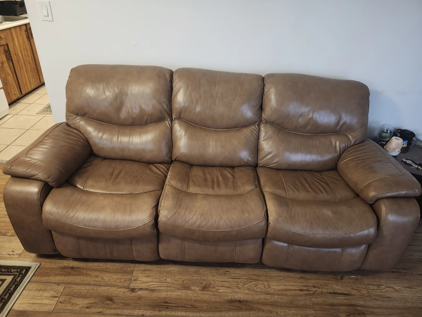 2 Brown Leather Reclining Sofa - photo 2
