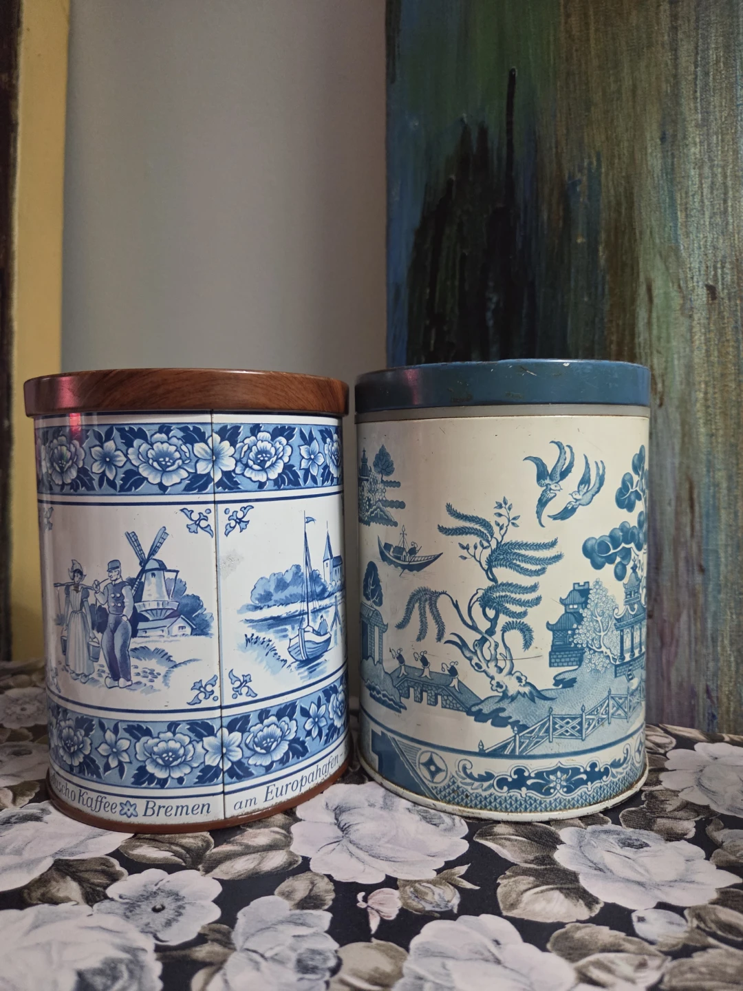 Eduscho Kaffee Tin Lot (2) Blue & White Design - photo 3