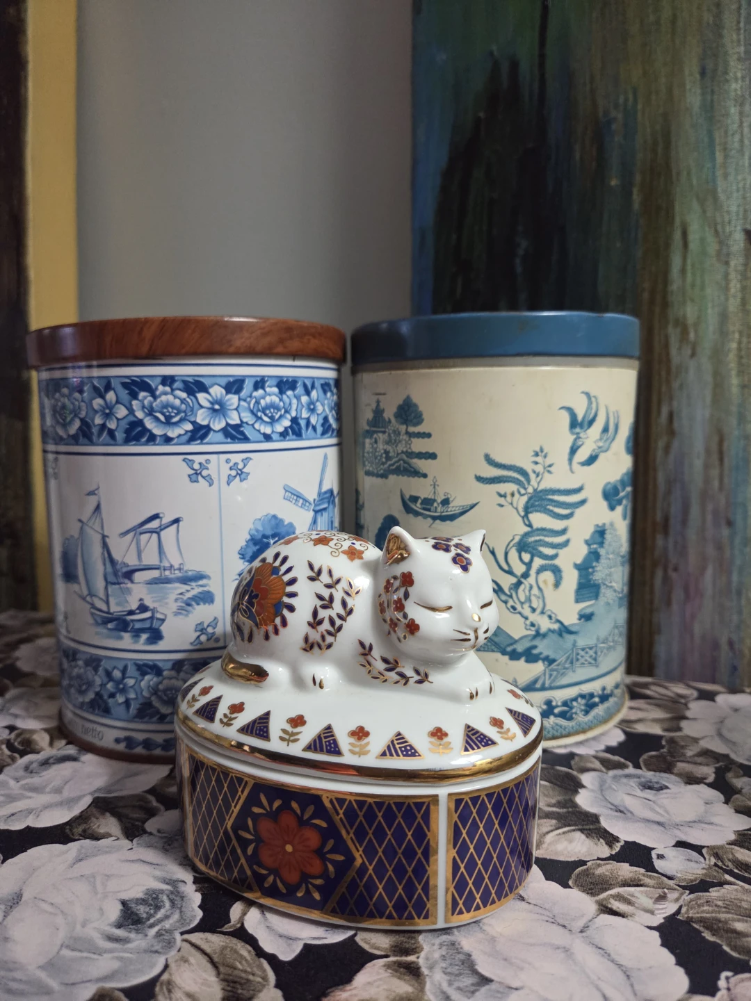 Eduscho Kaffee Tin Lot (2) Blue & White Design - photo 4
