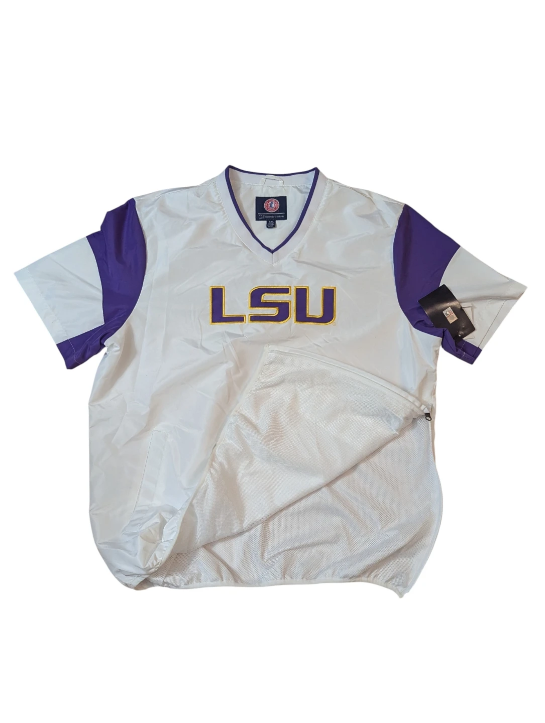 NEW LSU Tigers LARGE Short Sleeve V-Neck Windshirt Pullover