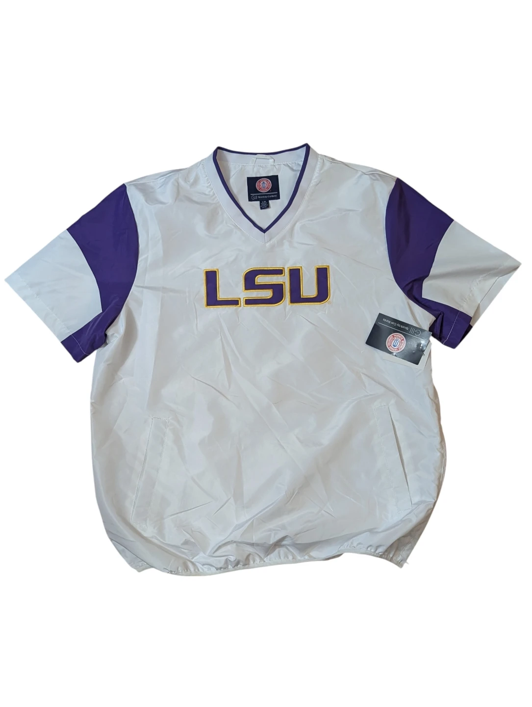 NEW LSU Tigers LARGE Short Sleeve V-Neck Windshirt Pullover - photo 2