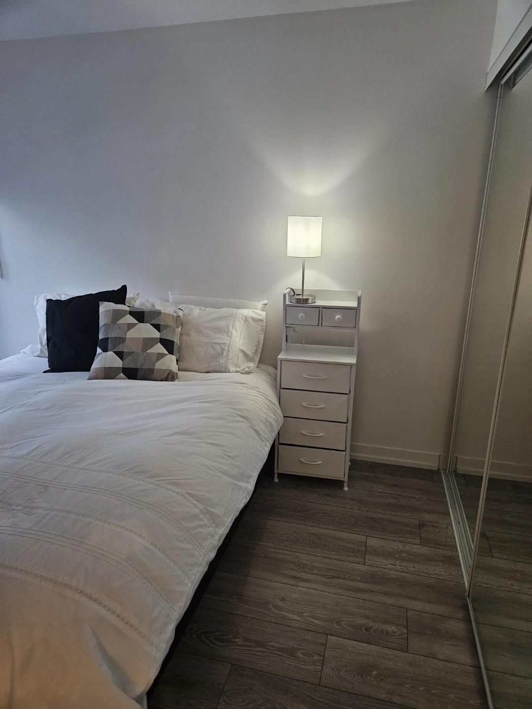 Queen bed with frame and mattress