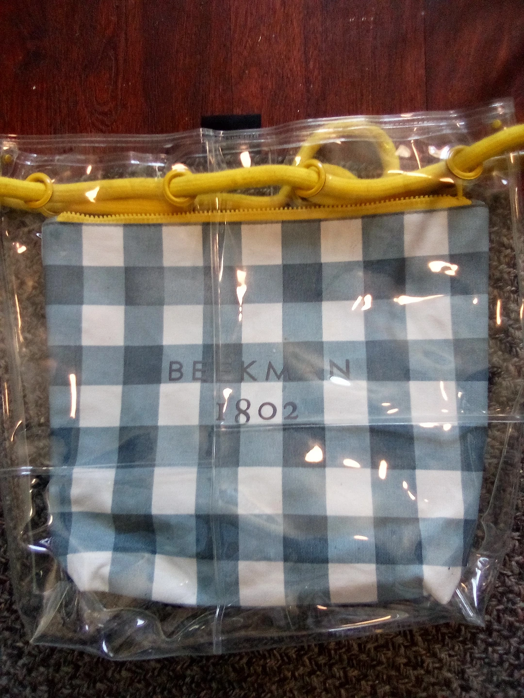 BEEKMAN 1802 Clear Tote Bag with Gingham Pouch