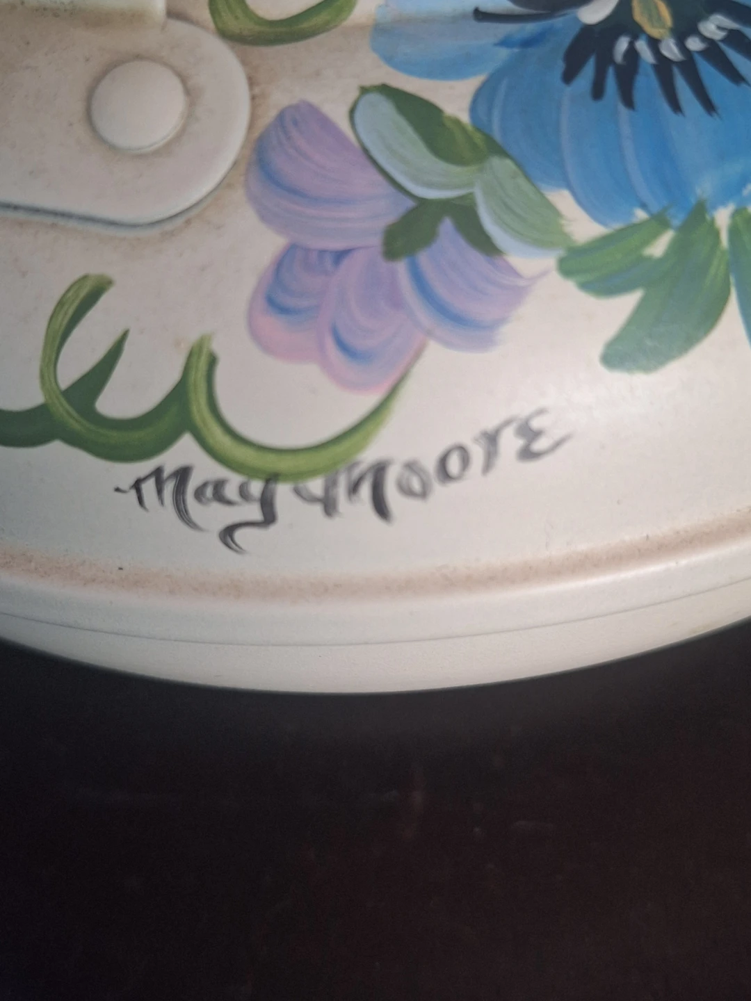 Vintage Hand-painted Metal Floral Kettle Signed - photo 4