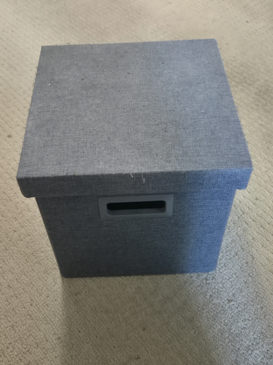Grey Fabric Storage Bin with Lid - photo 2