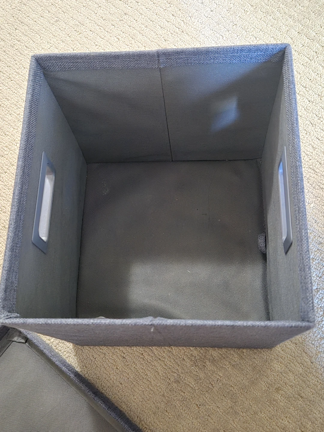Grey Fabric Storage Bin with Lid - photo 3