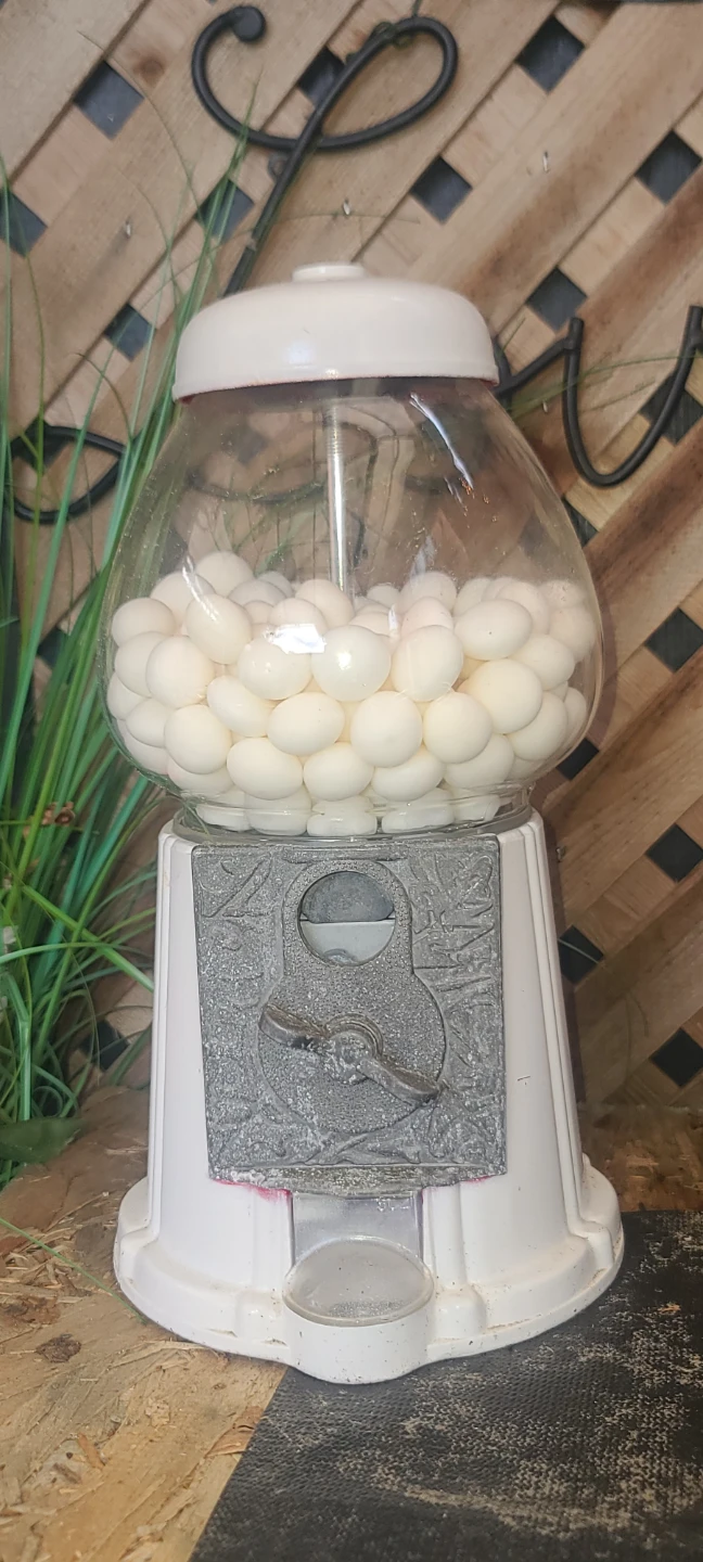 White Gumball Machine with Candies