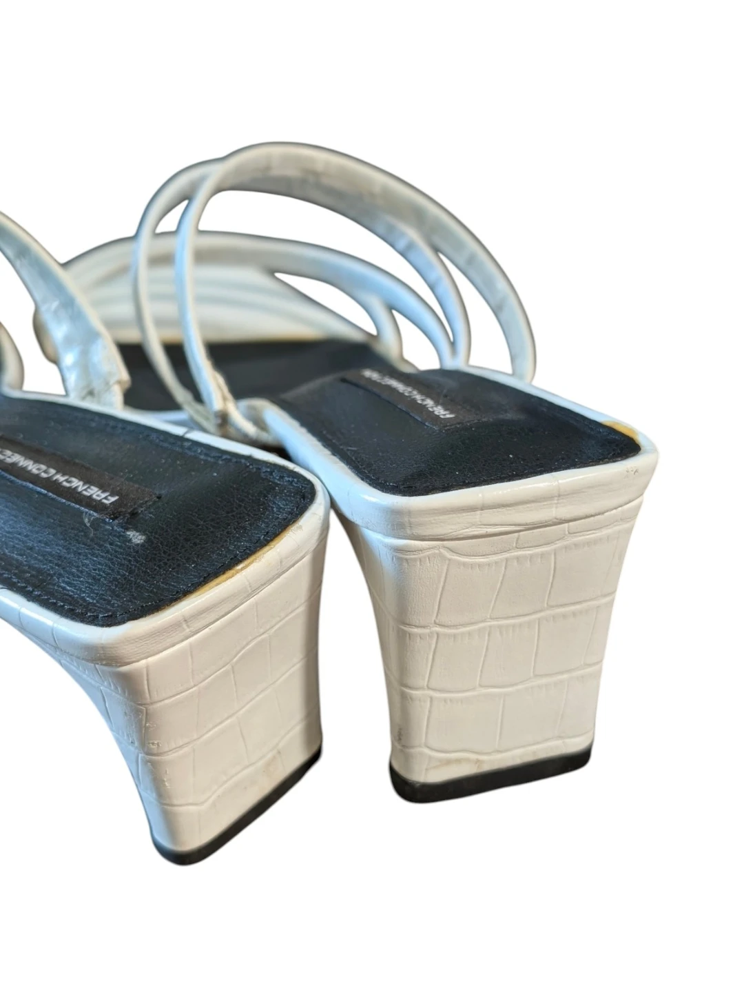 French Connection White Croc-Embossed Strappy Heels - photo 3