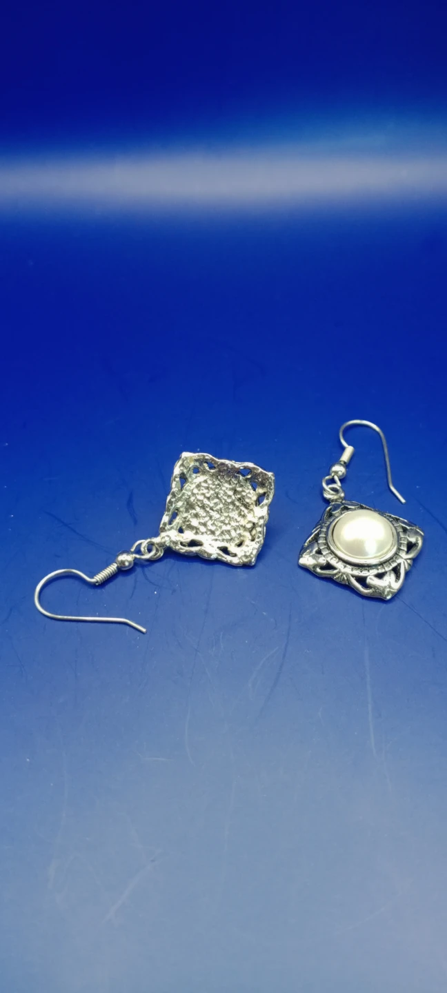 Silver tone pearl dangle earrings - photo 2