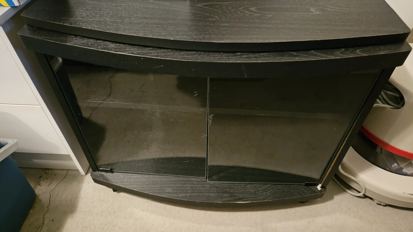 Black Corner TV Stand with Glass Doors