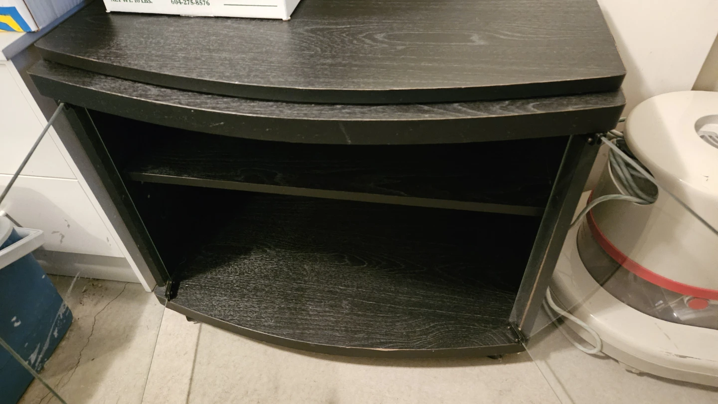 Black Corner TV Stand with Glass Doors - photo 2