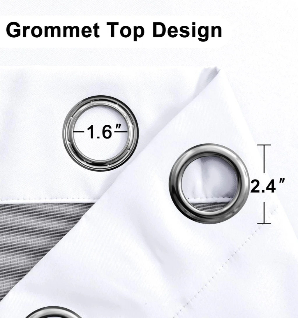 White 2-Layer Blackout Curtains with Grommets - photo 4
