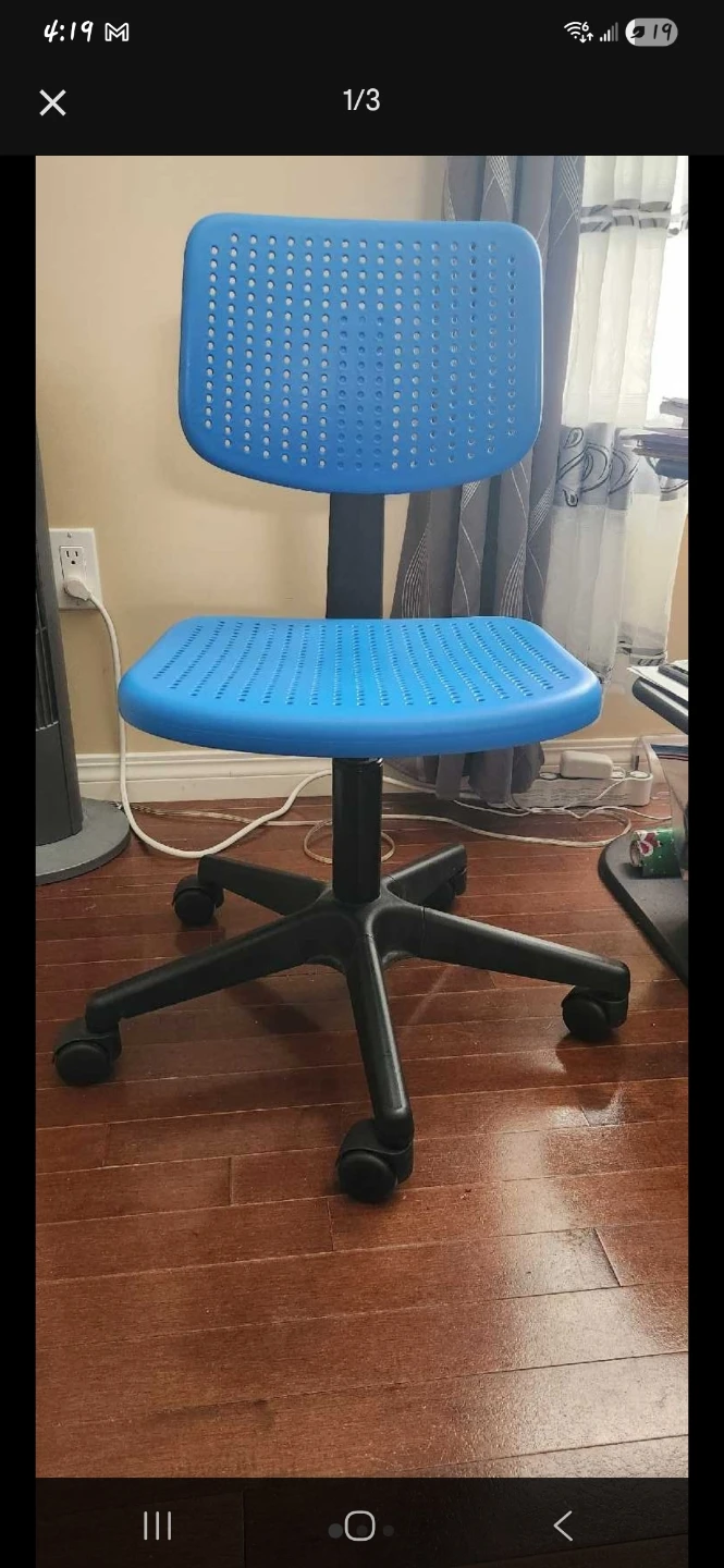 Blue Office Chair with Wheels