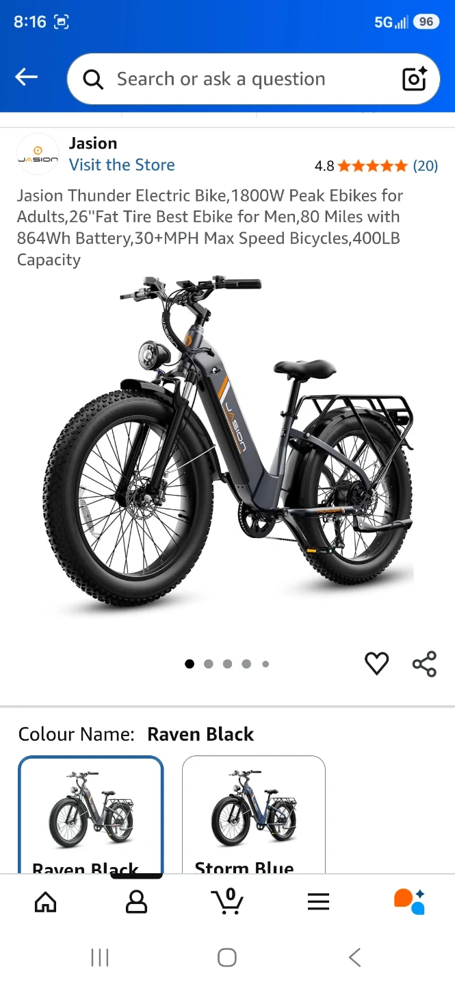 Jasion Thunder Electric Fat Tire Bike - Raven Black