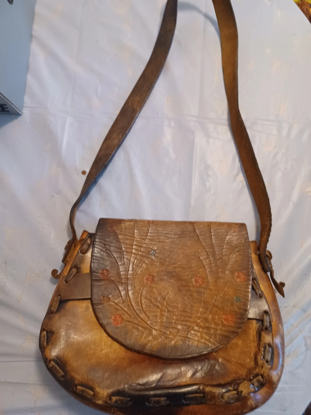 Vintage braided brown leather hippie bag - photo 2
