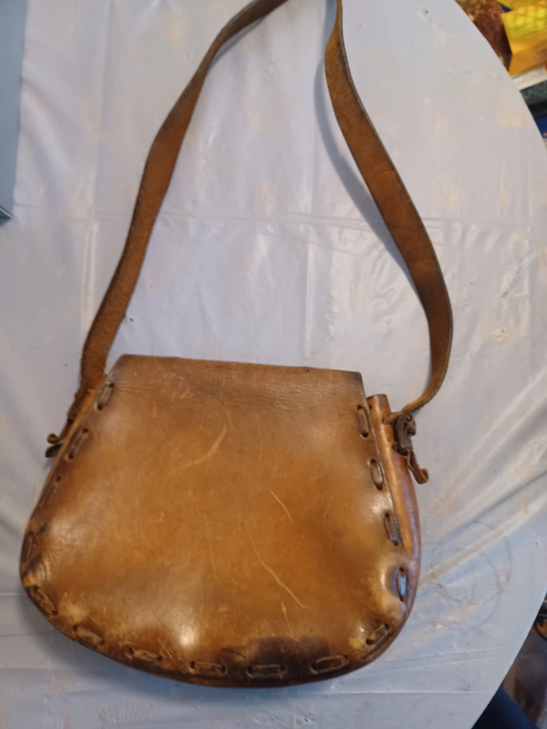 Vintage braided brown leather hippie bag - photo 3