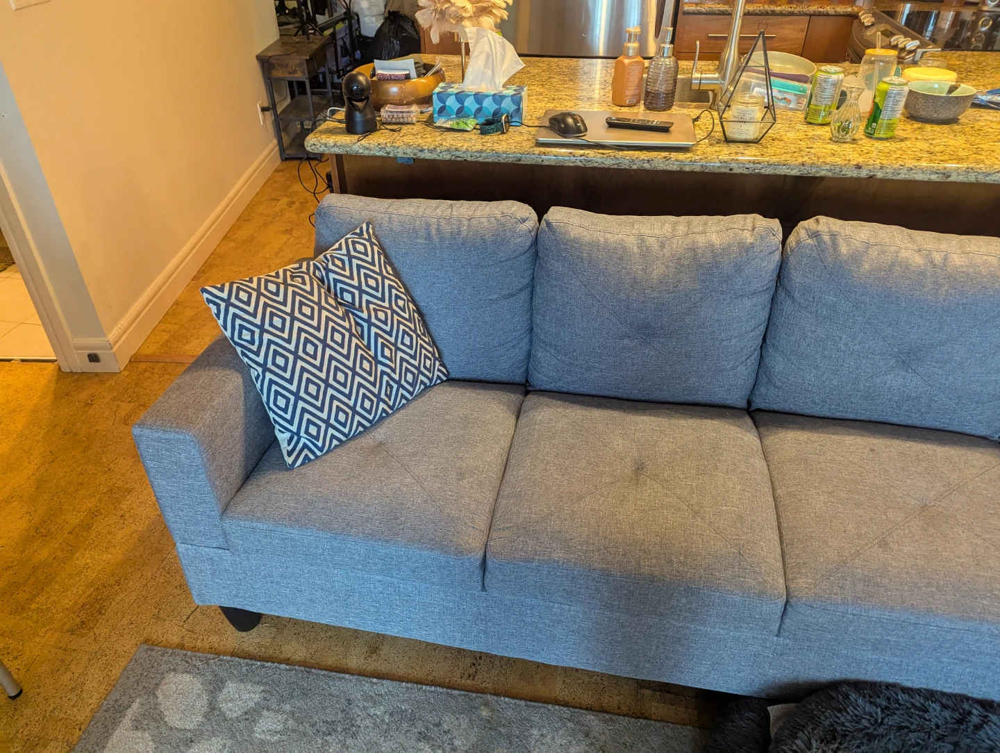 Couch with chaise and ottoman. - photo 4
