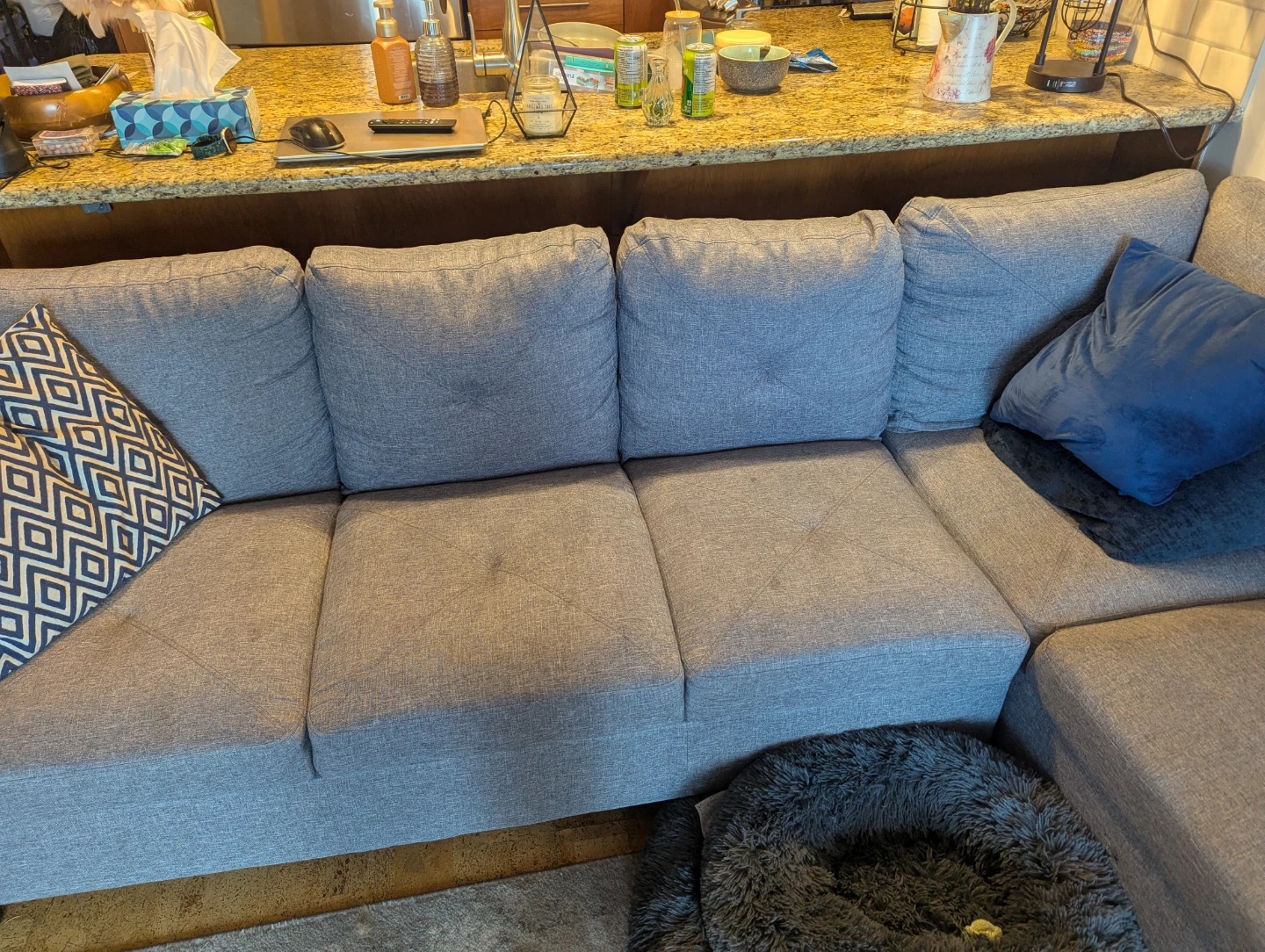 Couch with chaise and ottoman. - photo 5