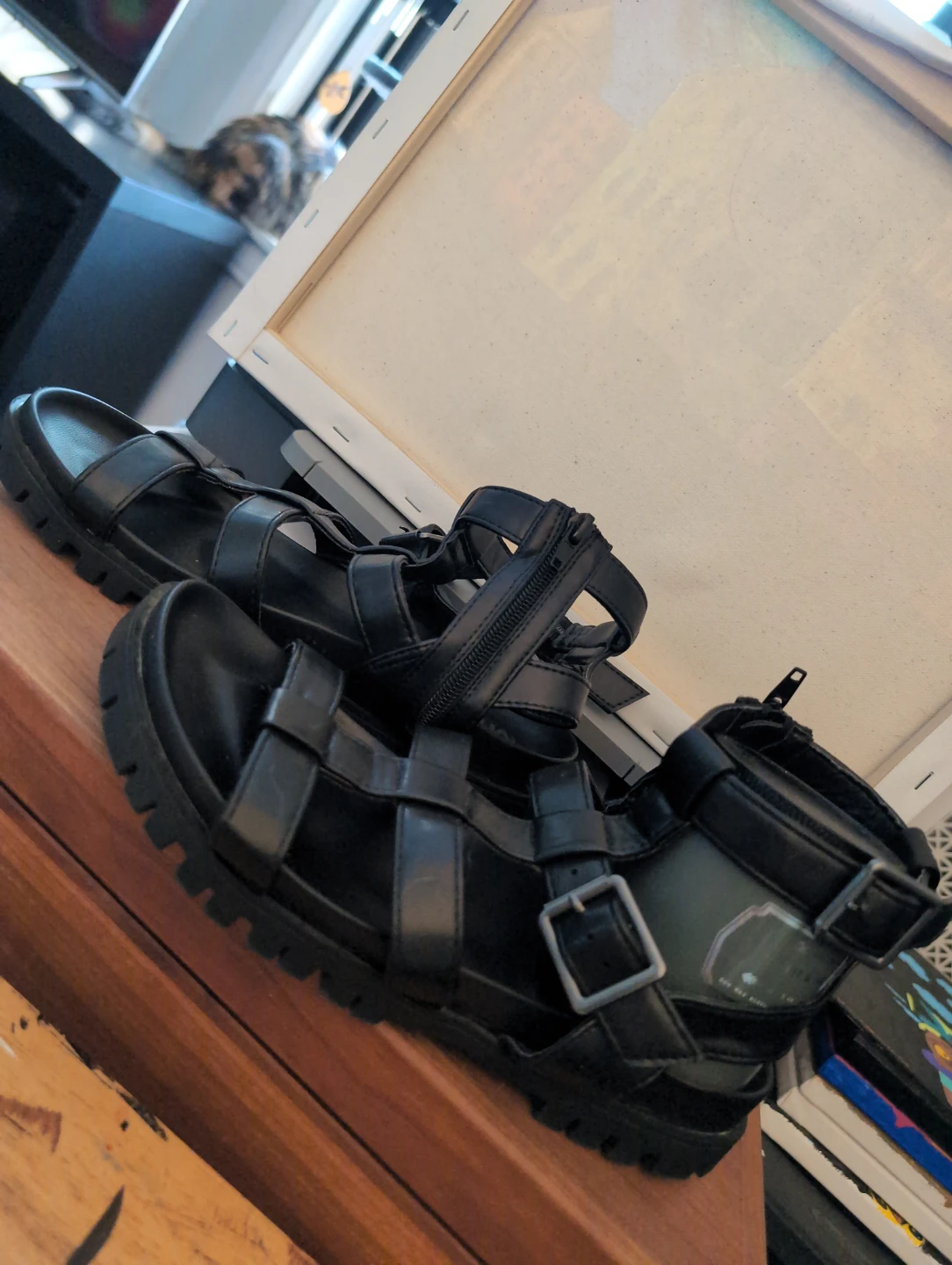 MIA Black Gladiator Sandals with Zippers
