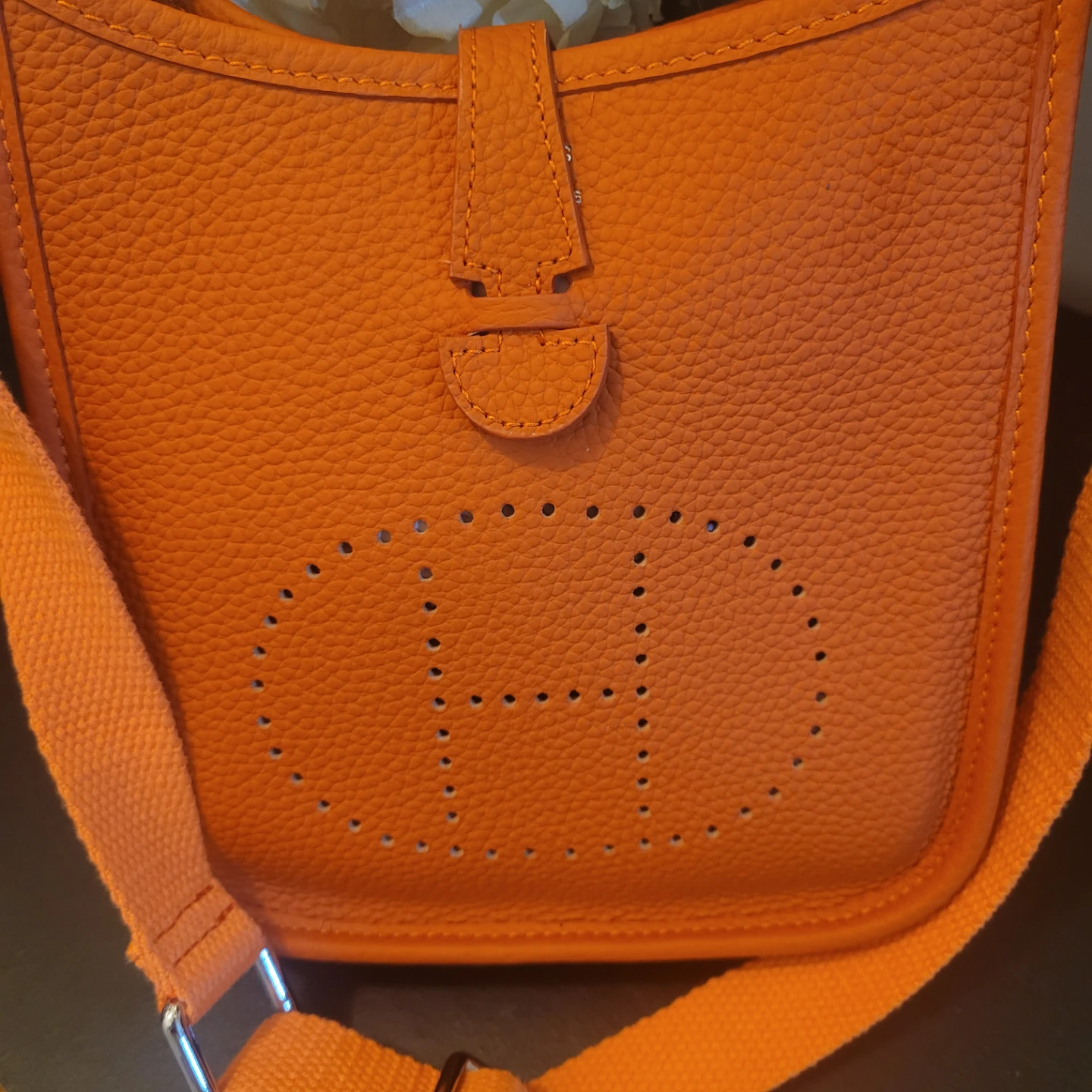 Orange Leather Crossbody Bag - photo 3
