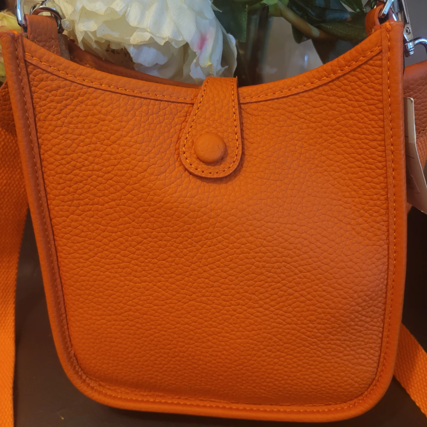 Orange Leather Crossbody Bag - photo 5