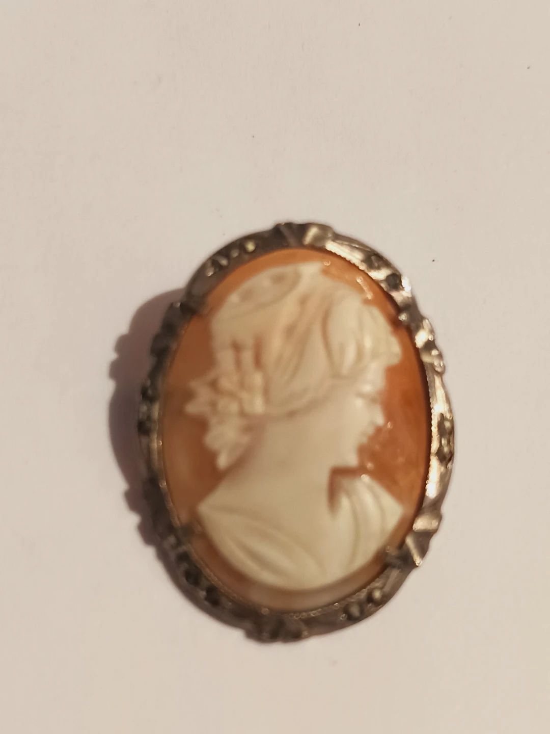 Antique Sculptural 800 Silver Carved Cameo Brooch - photo 4