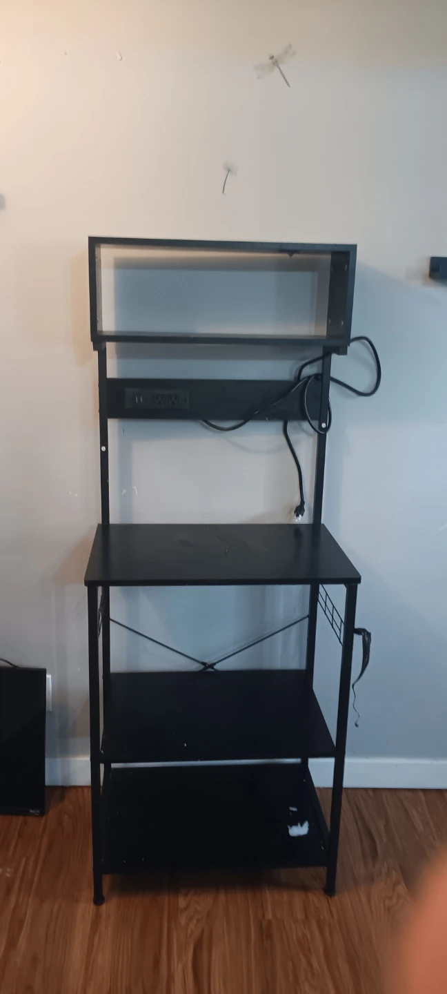 Black Metal Computer Desk with Shelves