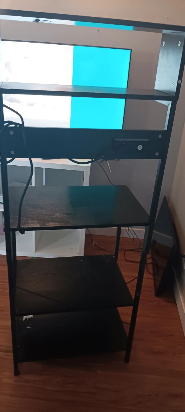Black Metal Computer Desk with Shelves - photo 2