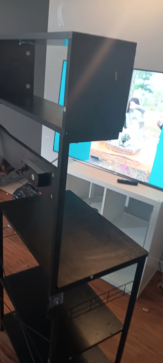 Black Metal Computer Desk with Shelves - photo 3