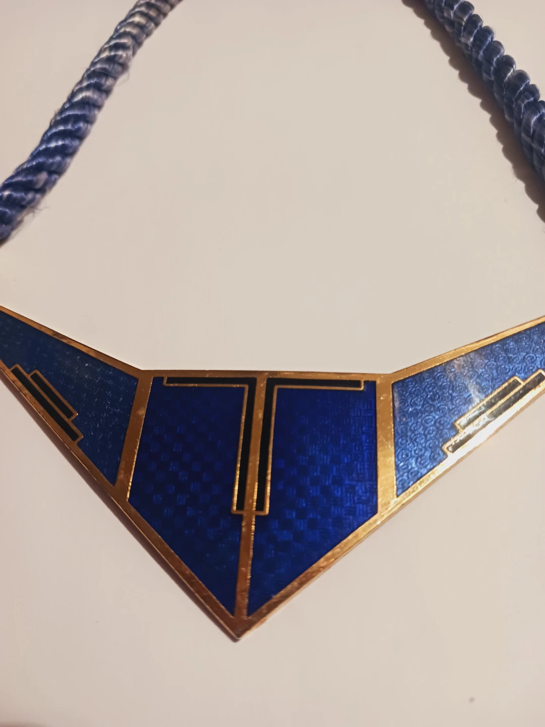Striking Necklace with Bold Geometric Blue Enamel Pendant - photo 2