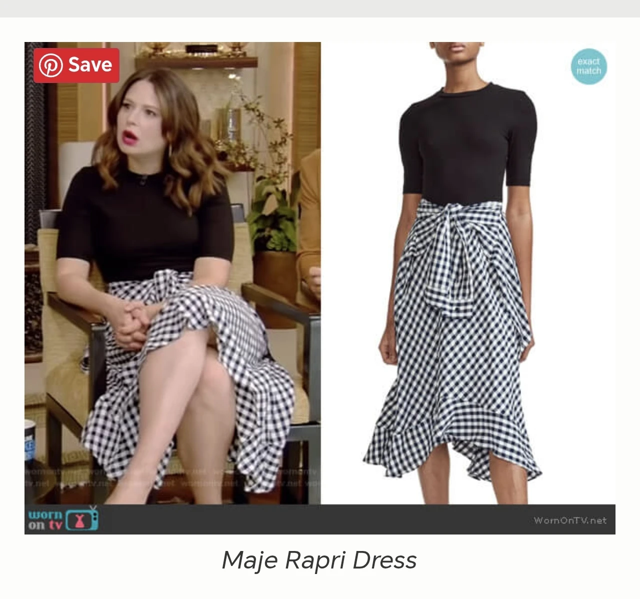 Maje Black & White Gingham Wrap Dress - photo 3
