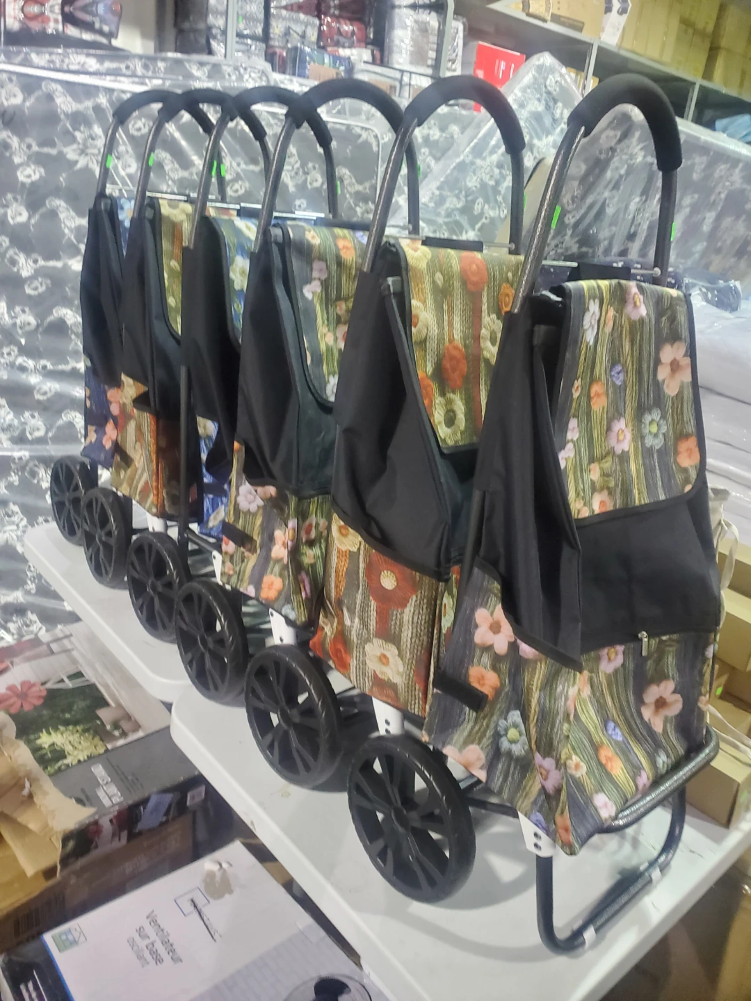 Floral Rolling Shopping Cart