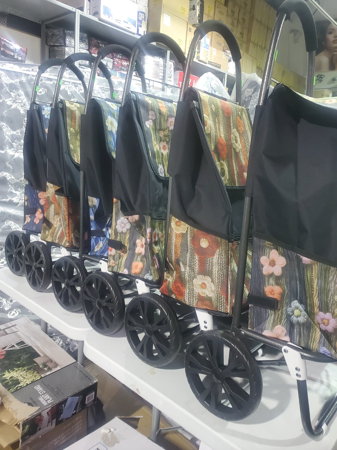 Floral Rolling Shopping Cart - photo 2