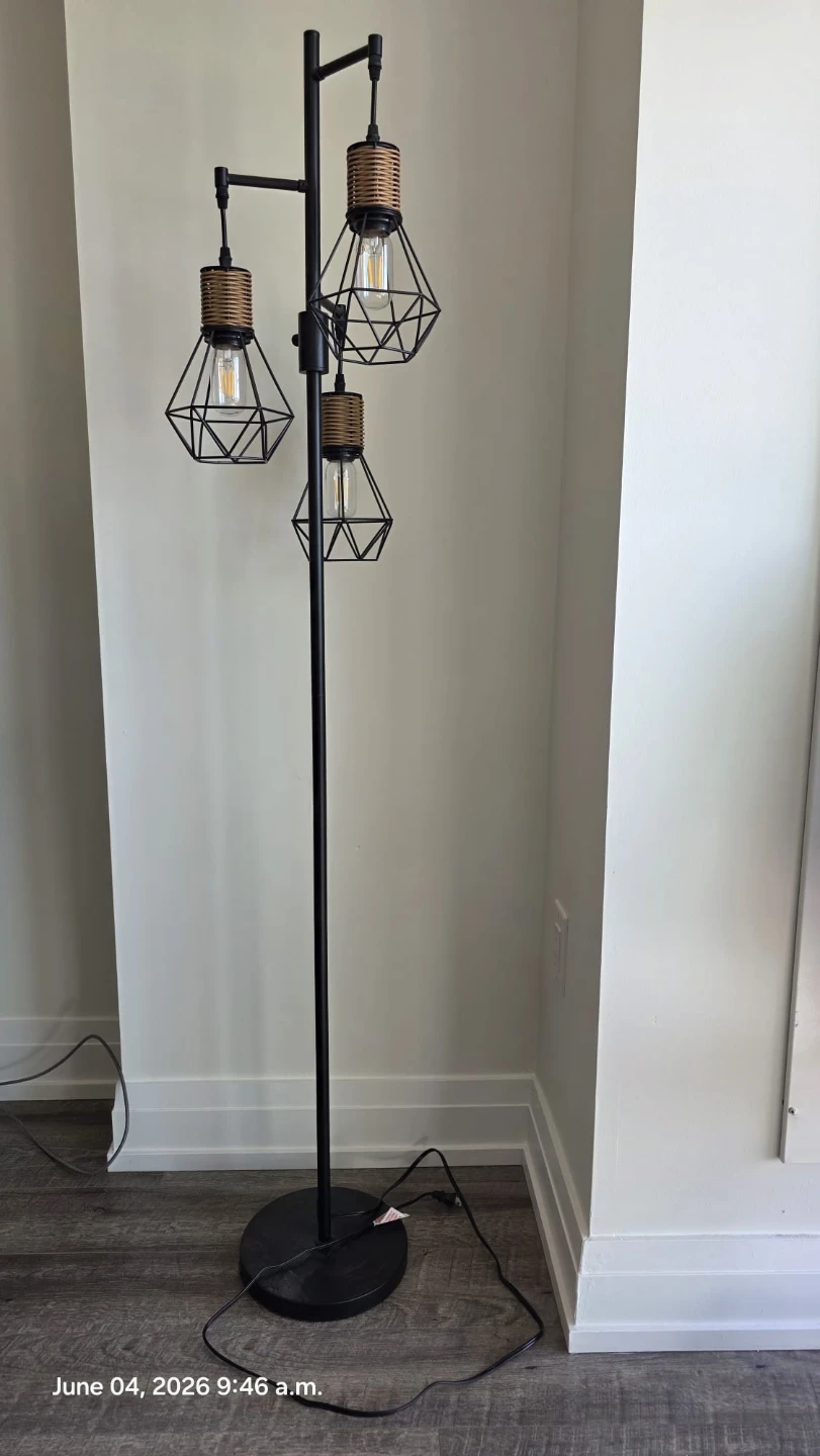 3-Light Industrial Floor Lamp