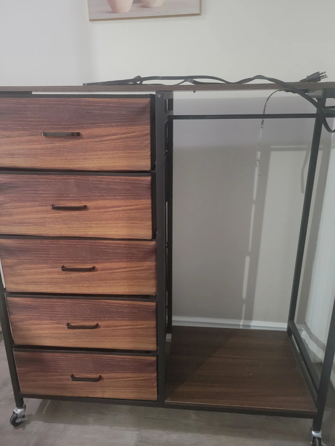 Dresser with fabric drawers