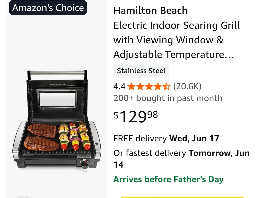 Hamilton Beach Electric Indoor Grill