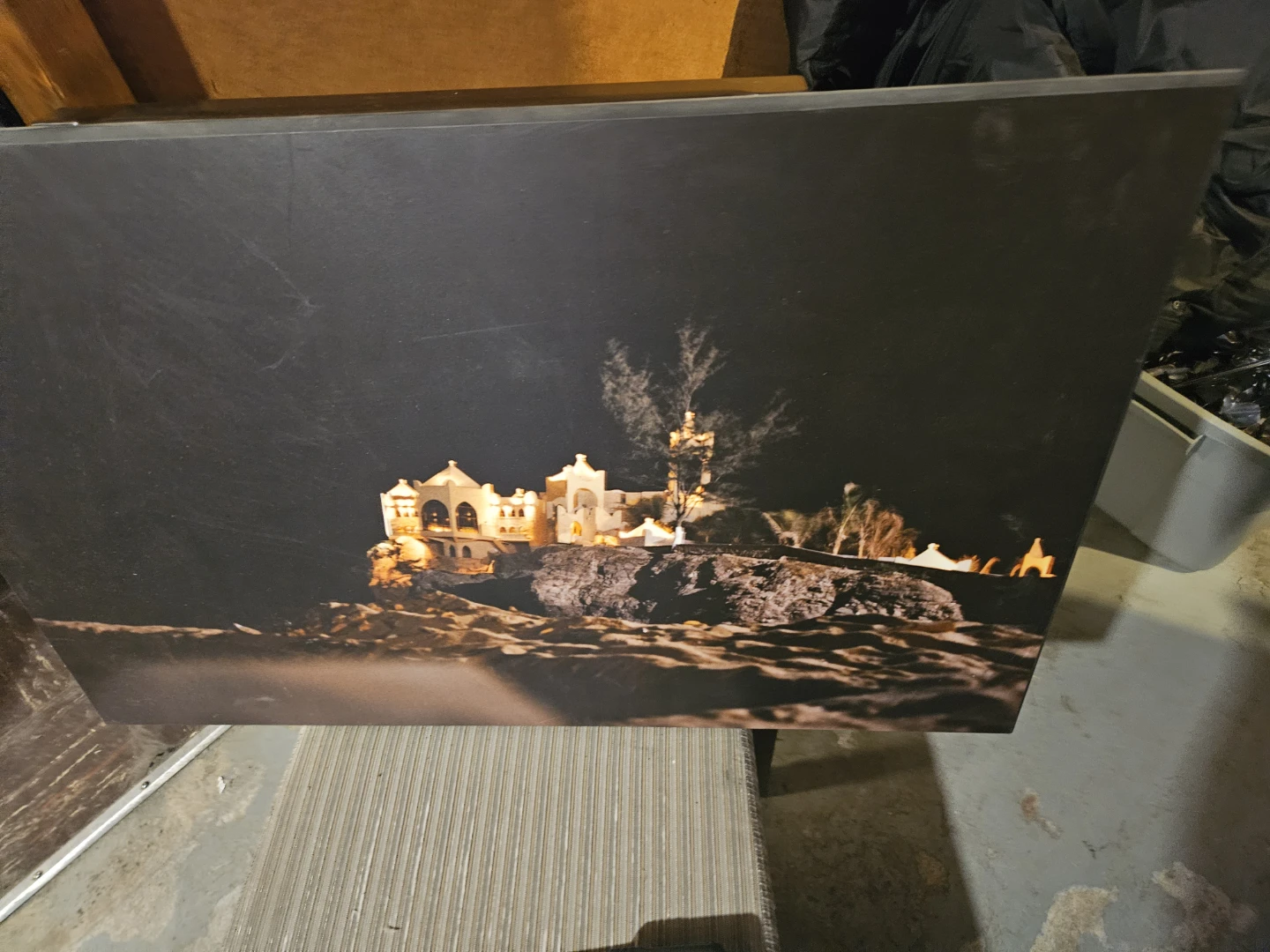 Canvas Print of a Lit Building at Night - photo 3