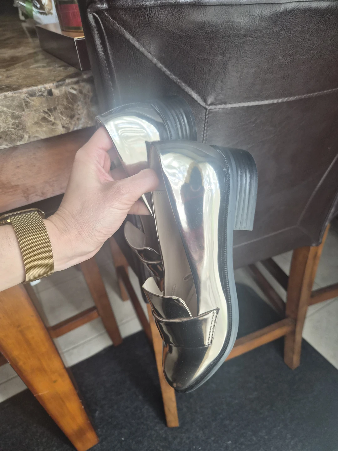 ZARA BASIC Metallic Loafers - photo 4