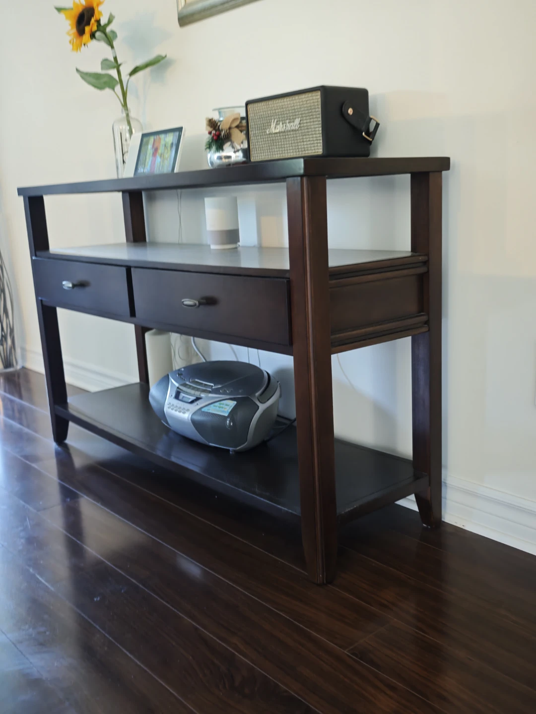Moving Sale - Dark Wooden Console Table with Drawers